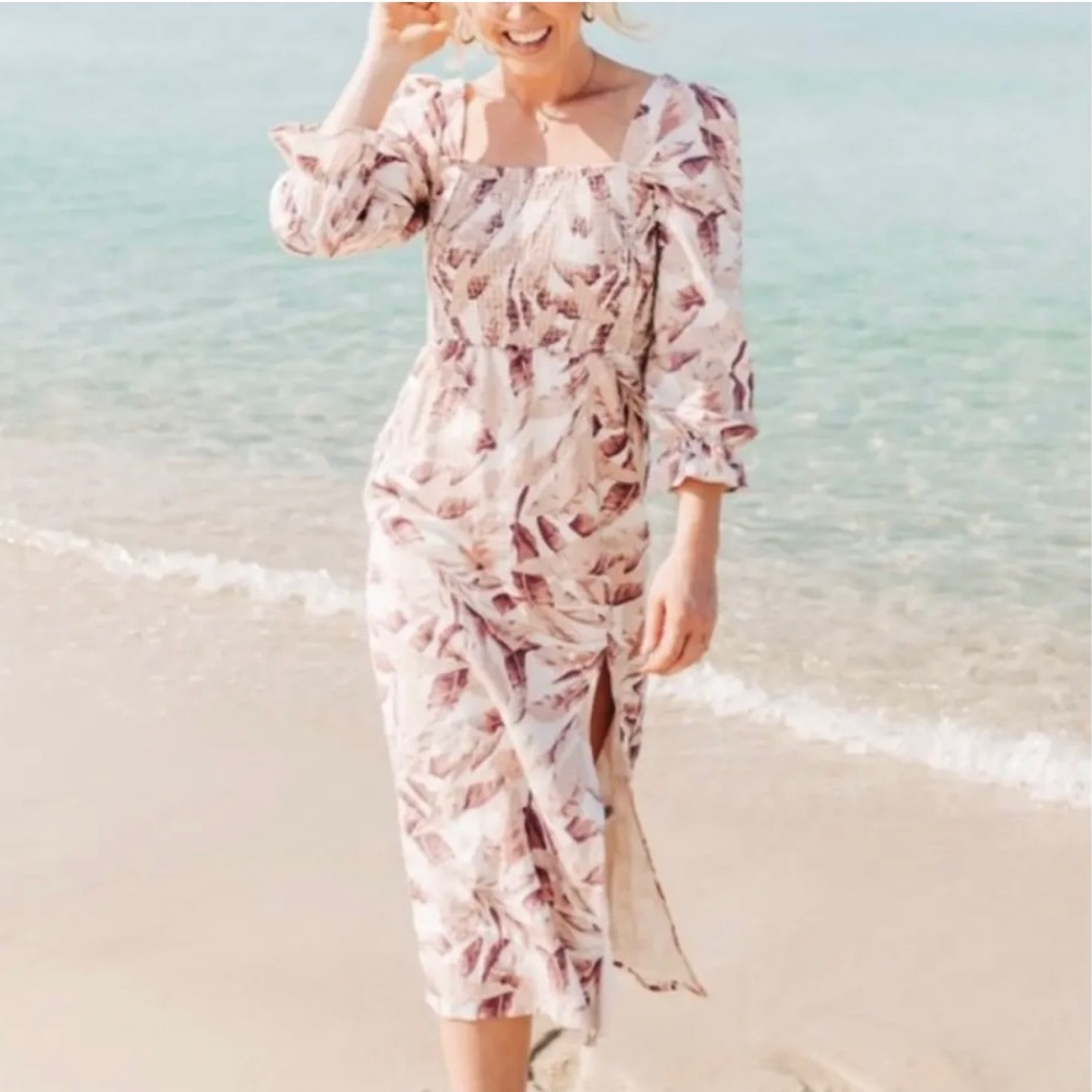 NWT House of Harlow 1960 palm print midi dress
